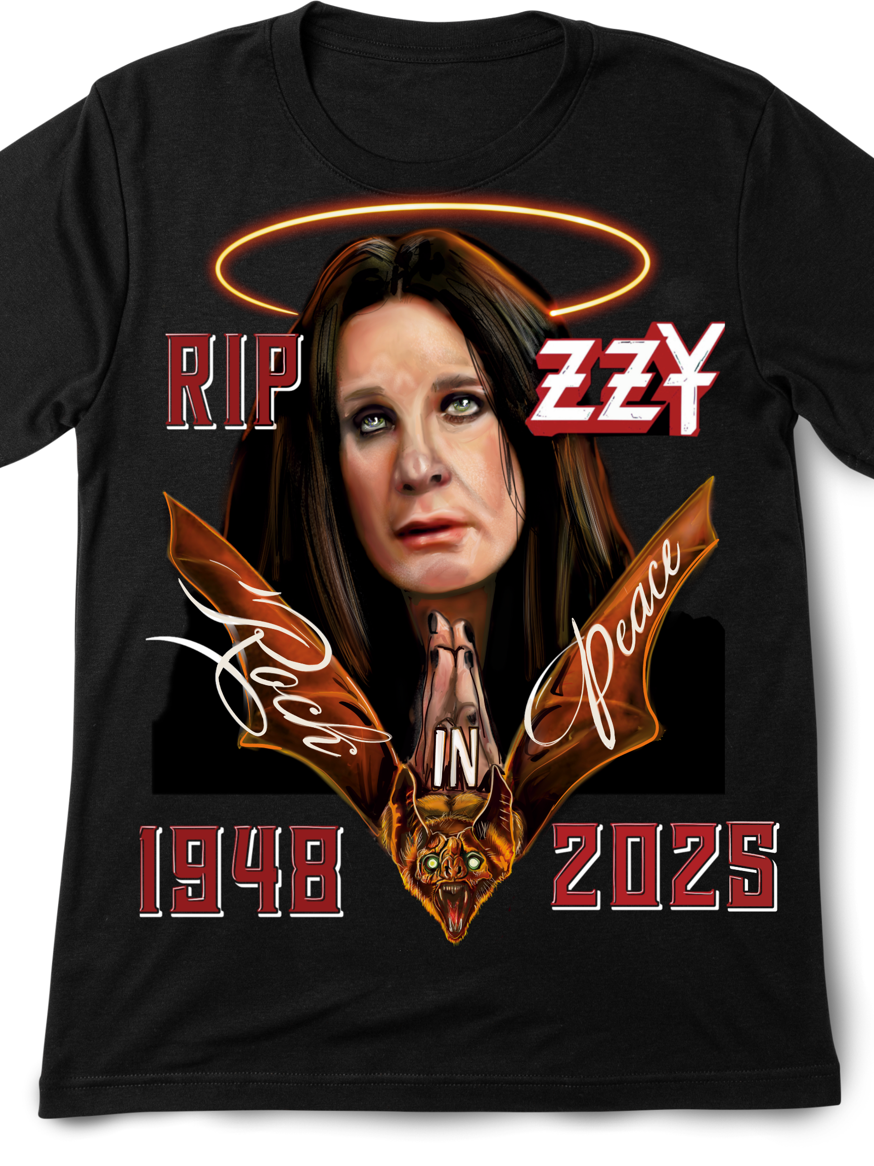 RIP Ozzy Osbourne Tribute T-Shirt | 1948–2025 Memorial Portrait Art Tee