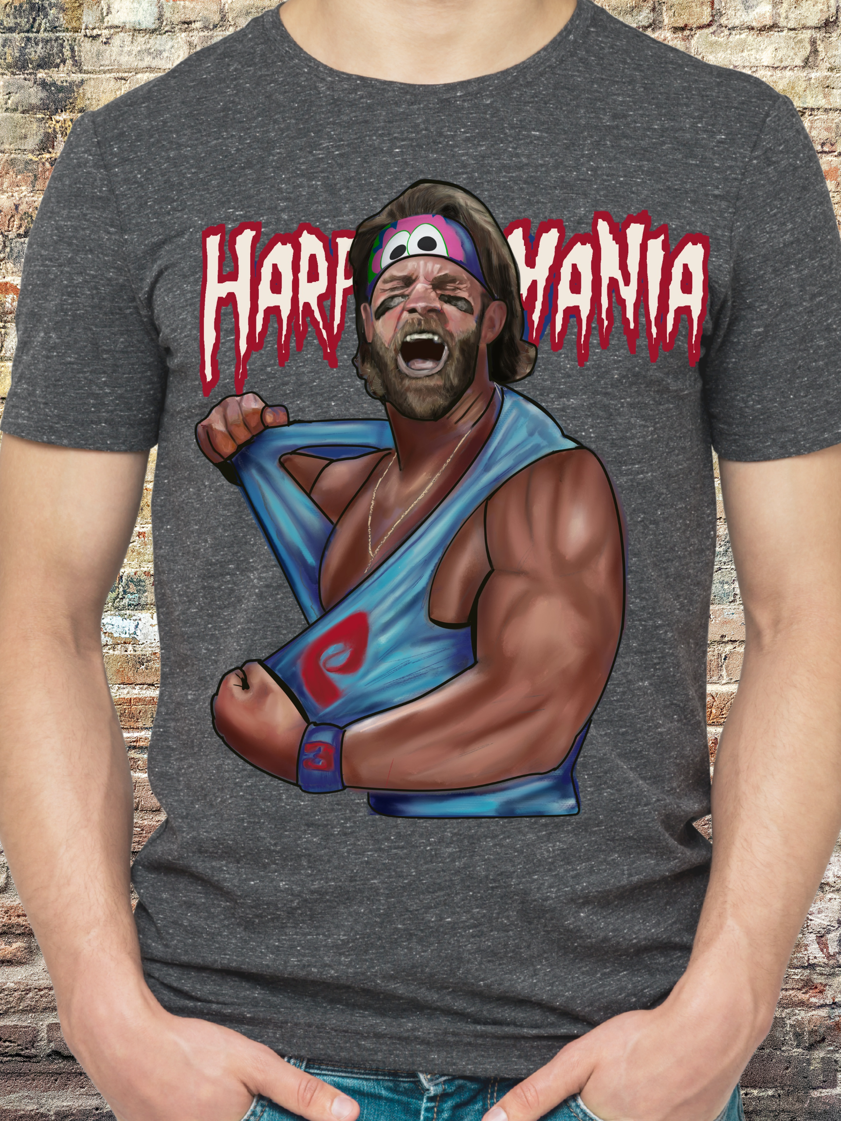 Men’s Harpermania Philly Power Tee – Retro Wrestling Inspired Graphic Shirt