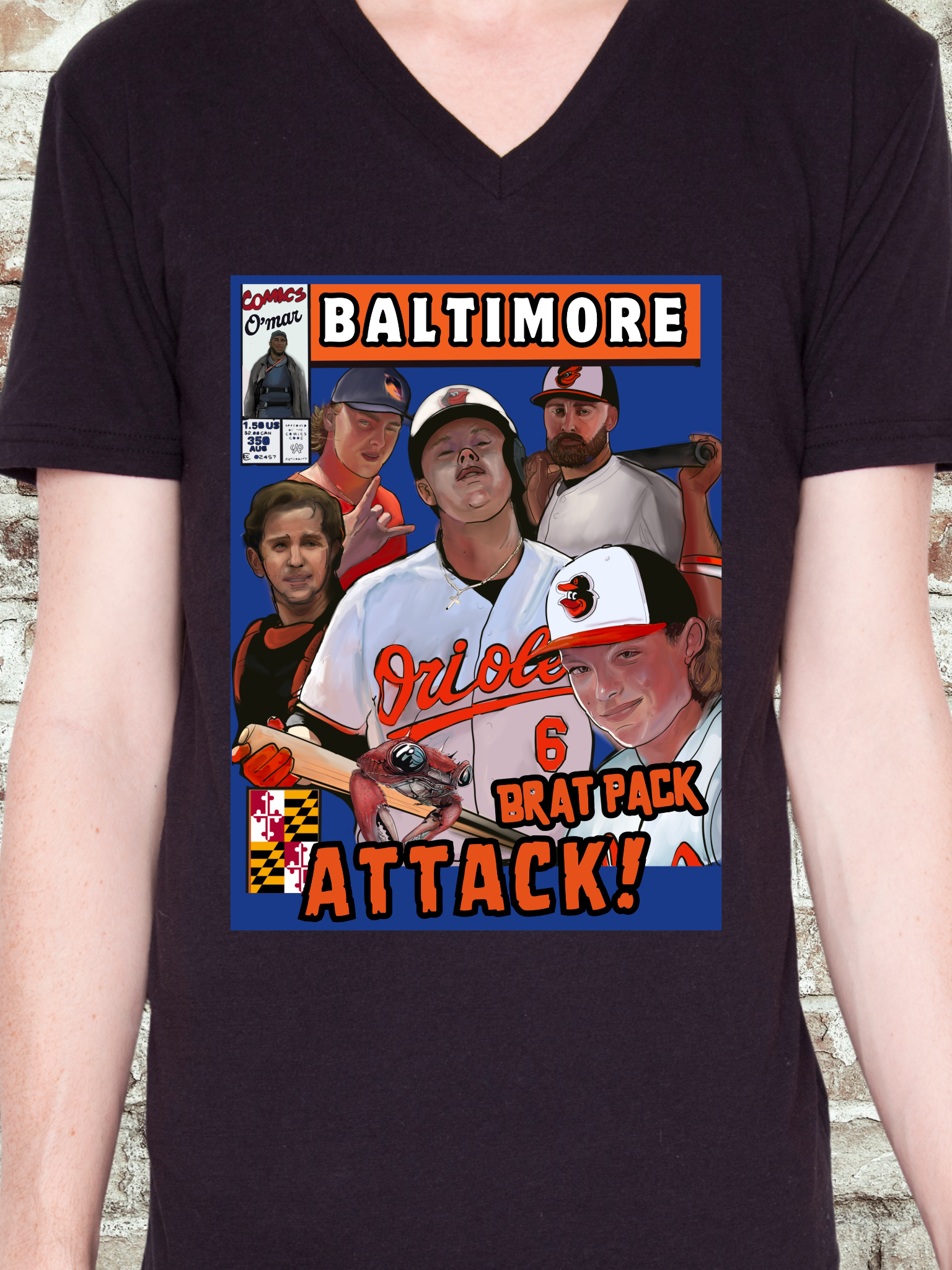 Baltimore Orioles Brat pack Womens V neck T-shirt
