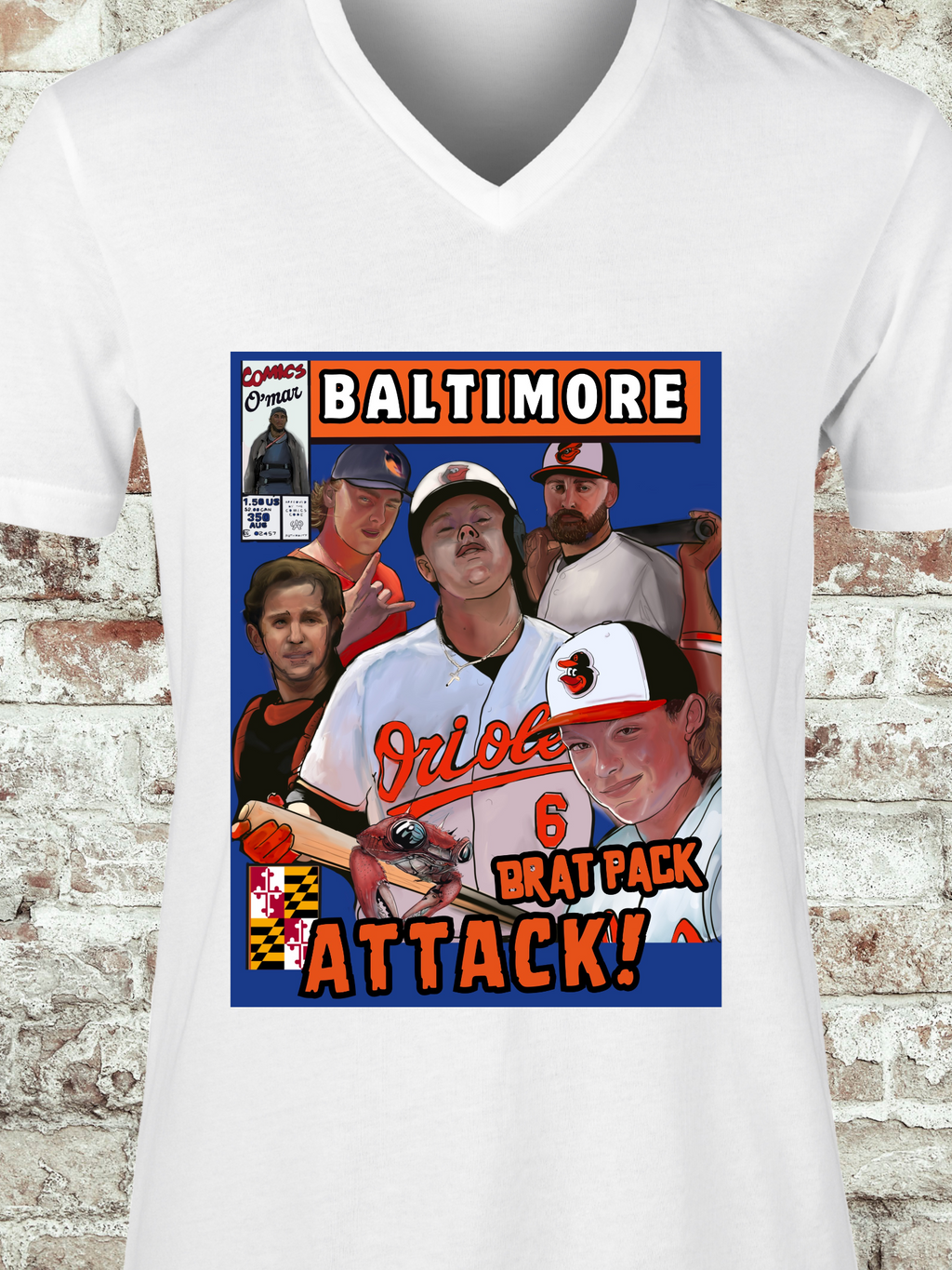Baltimore Orioles Brat pack Womens V neck T-shirt