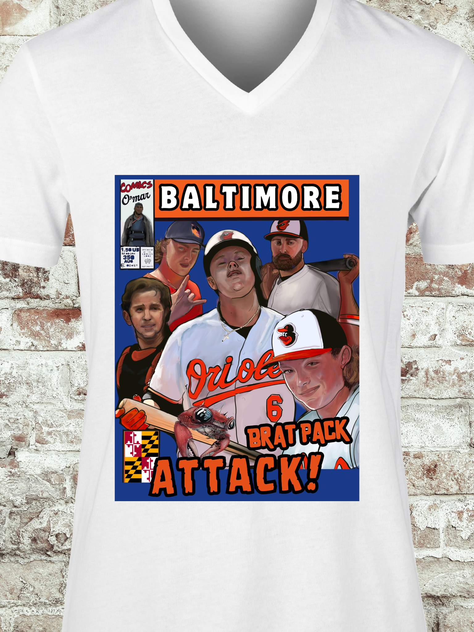 Baltimore Orioles Brat pack Womens V neck T-shirt