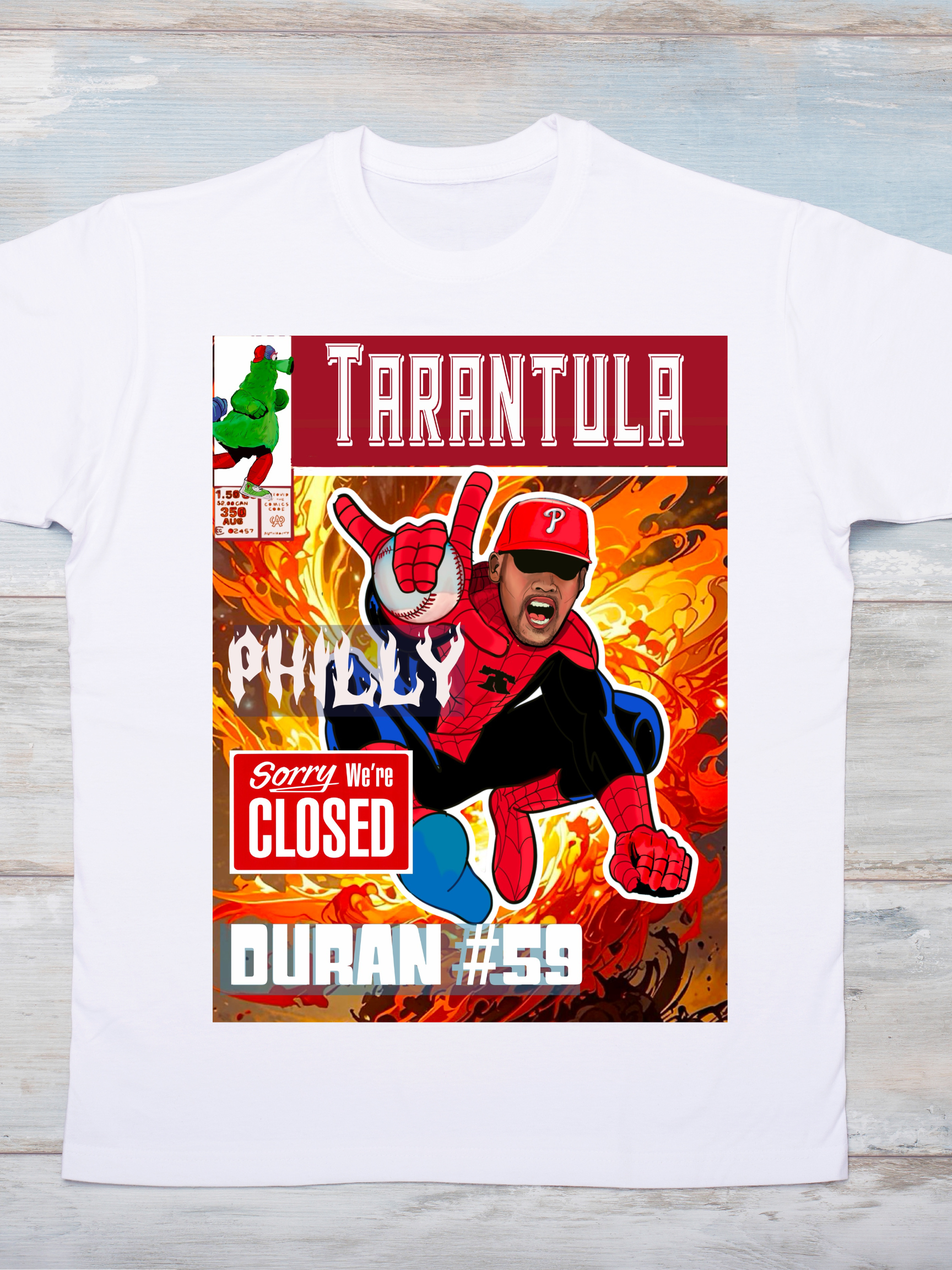 🔥 Johan Duran inspired Tarantula  #59 Tee – Philly Pitching Power Comic Shirt(Womans)