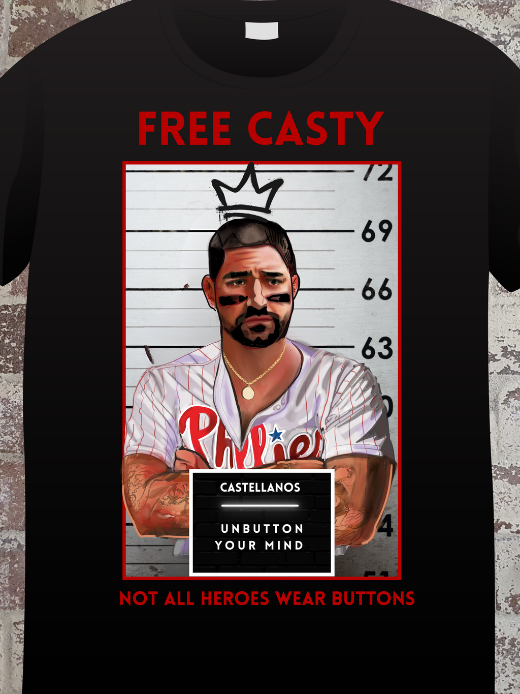 Free Casty Philadelphia baseball Philly Tee – Red Pinstripe Edition