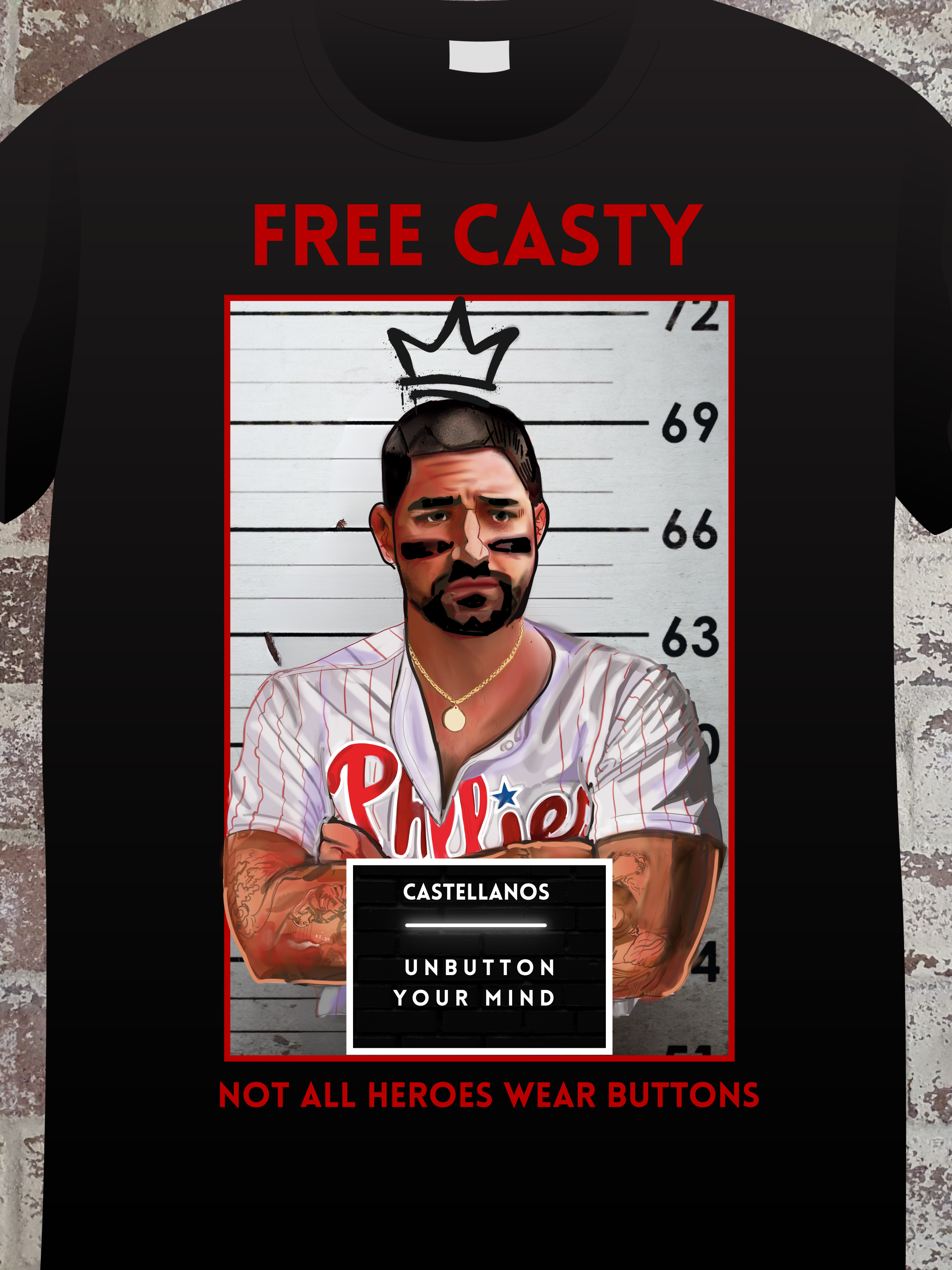 Free Casty Philadelphia baseball Philly Tee – Red Pinstripe Edition