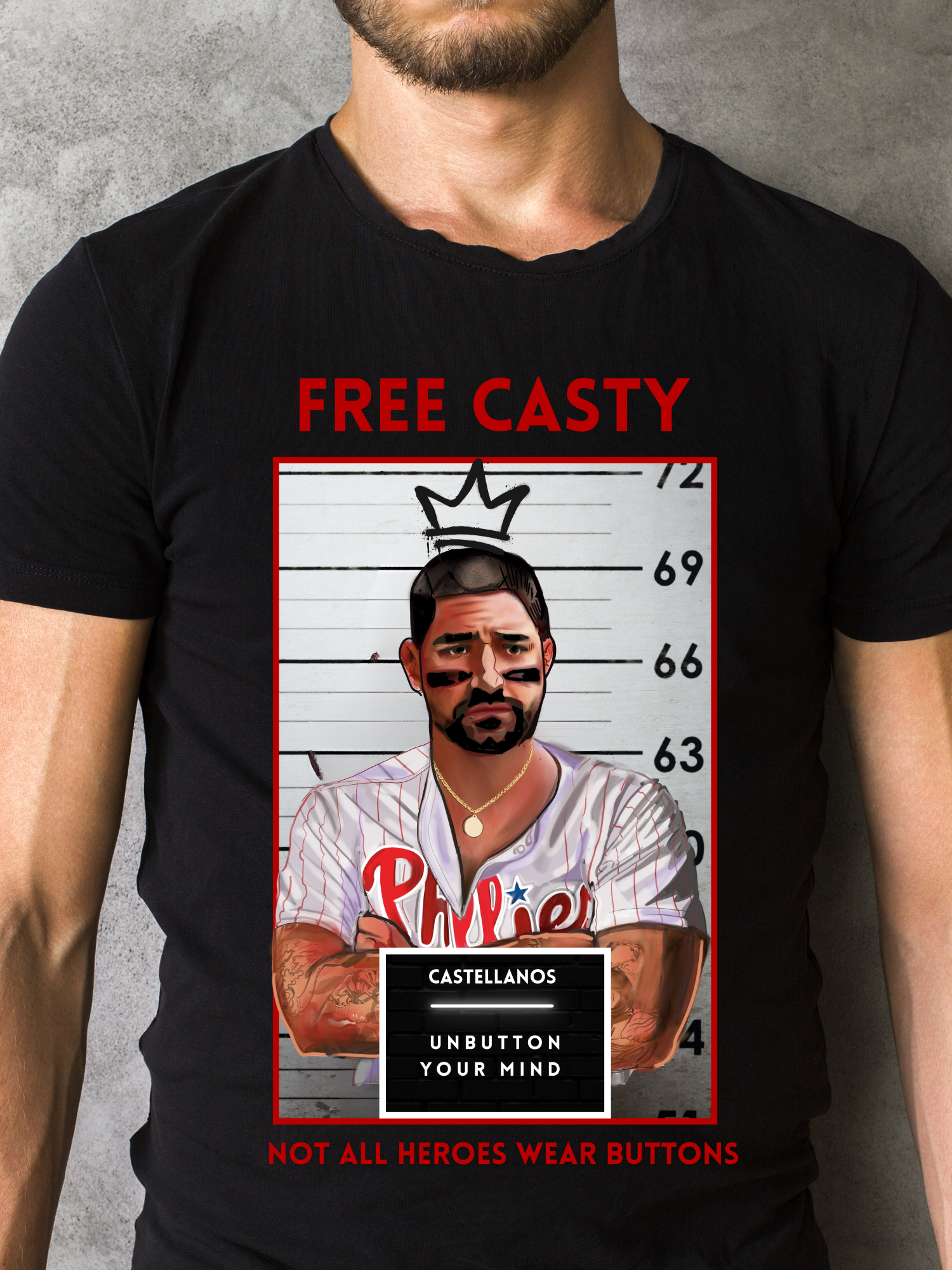 Free Casty Philadelphia baseball Philly Tee – Red Pinstripe Edition