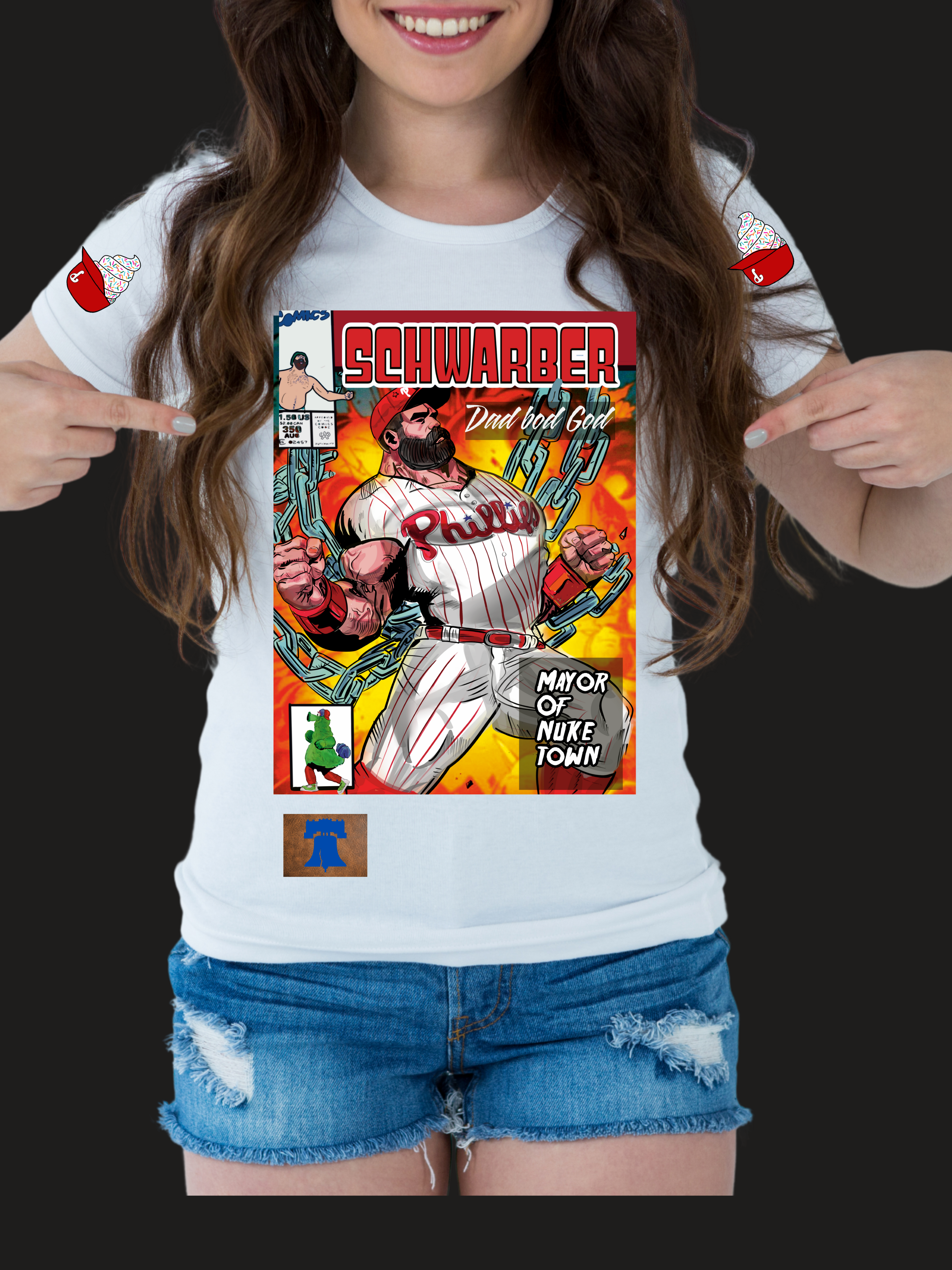 Schwarber – Philly Baseball Comic Style Shirt for Fans #12(womens)