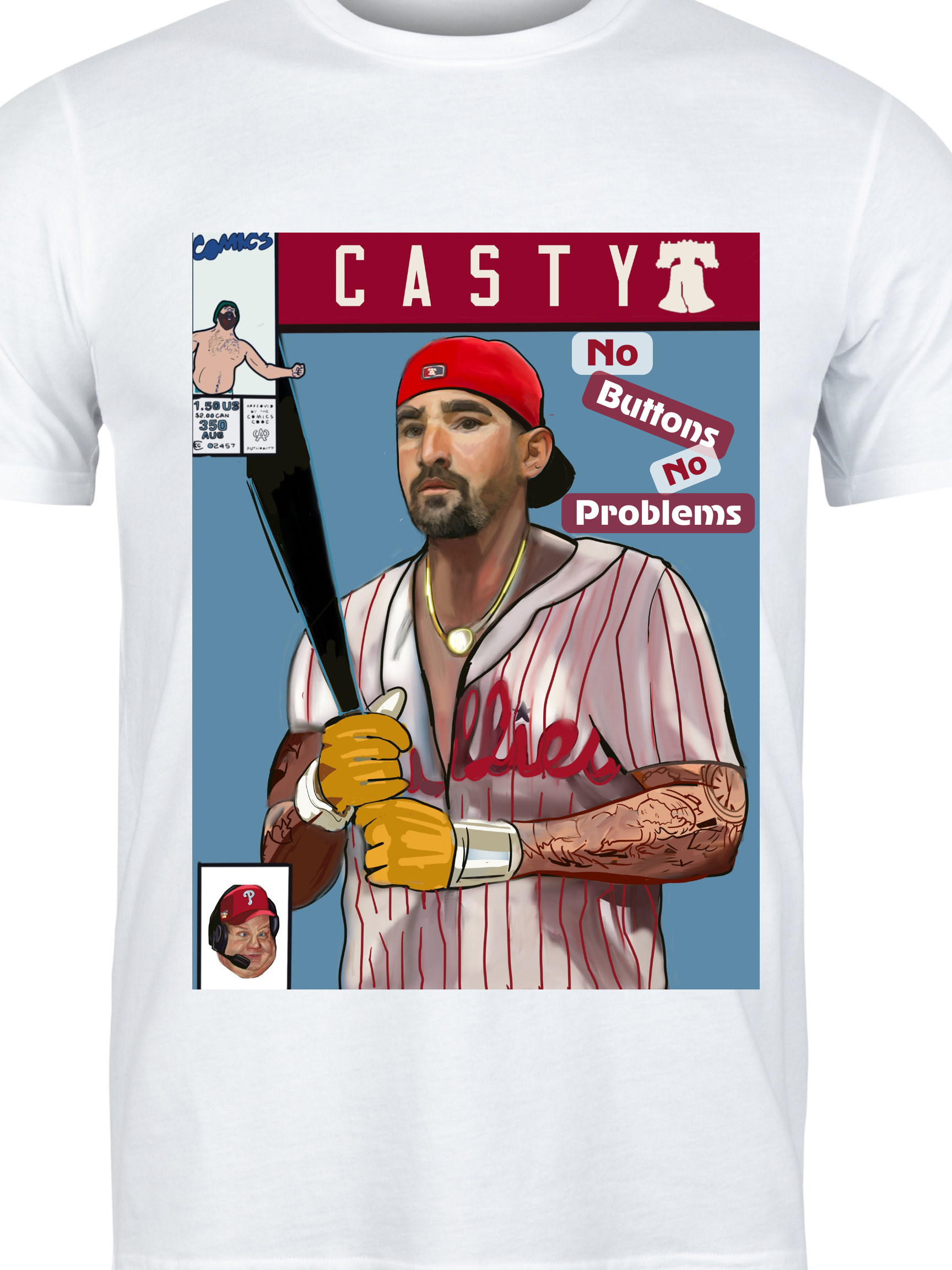 Philadelphia Nick Castellanos “No Buttons, No Problems” Philly  Fan Shirt