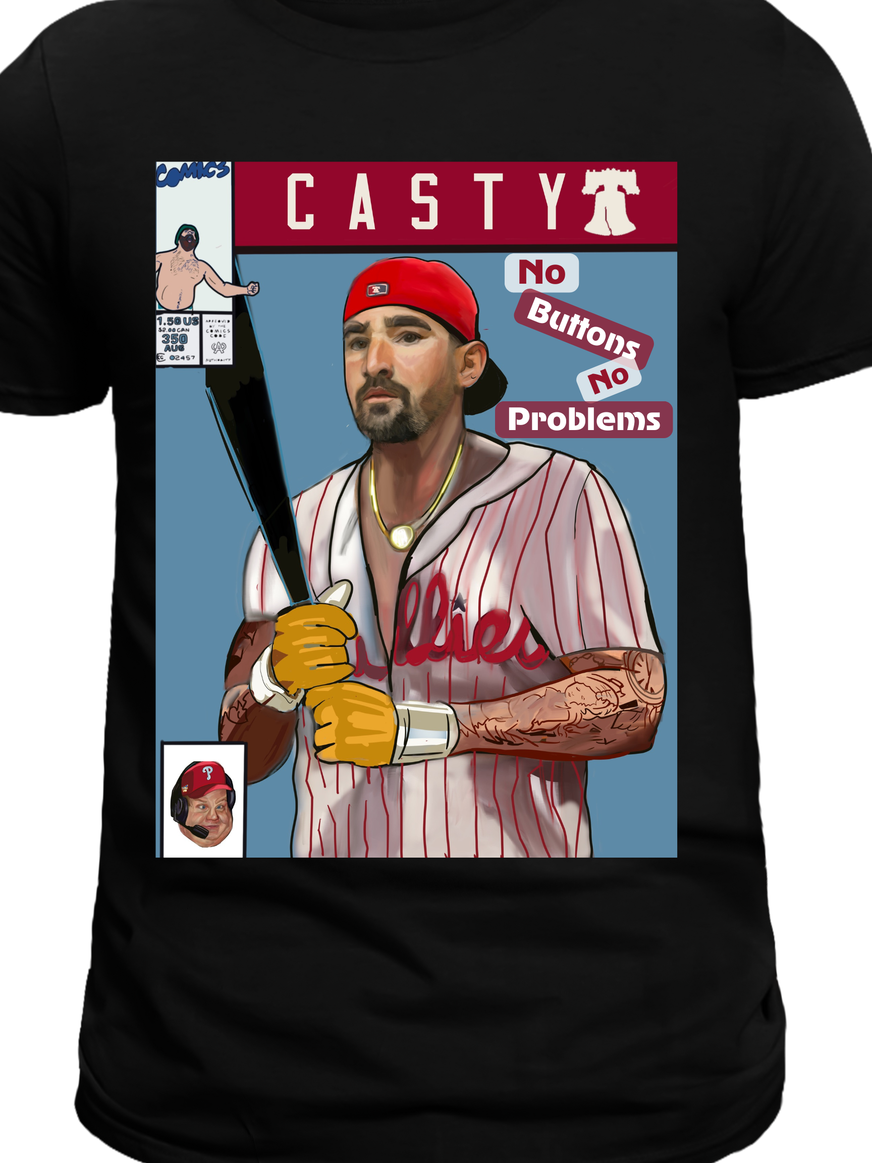 Philadelphia Nick Castellanos “No Buttons, No Problems” Philly  Fan Shirt