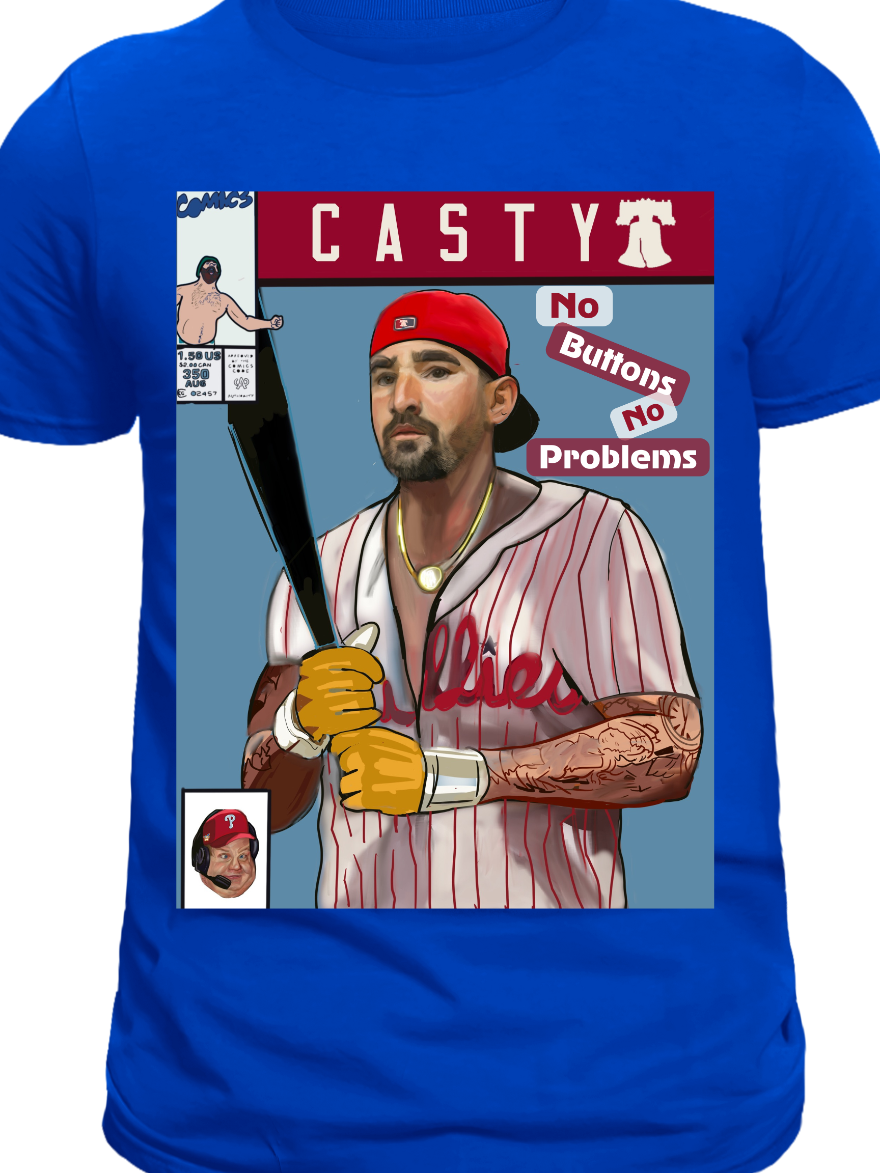 Philadelphia Nick Castellanos “No Buttons, No Problems” Philly  Fan Shirt