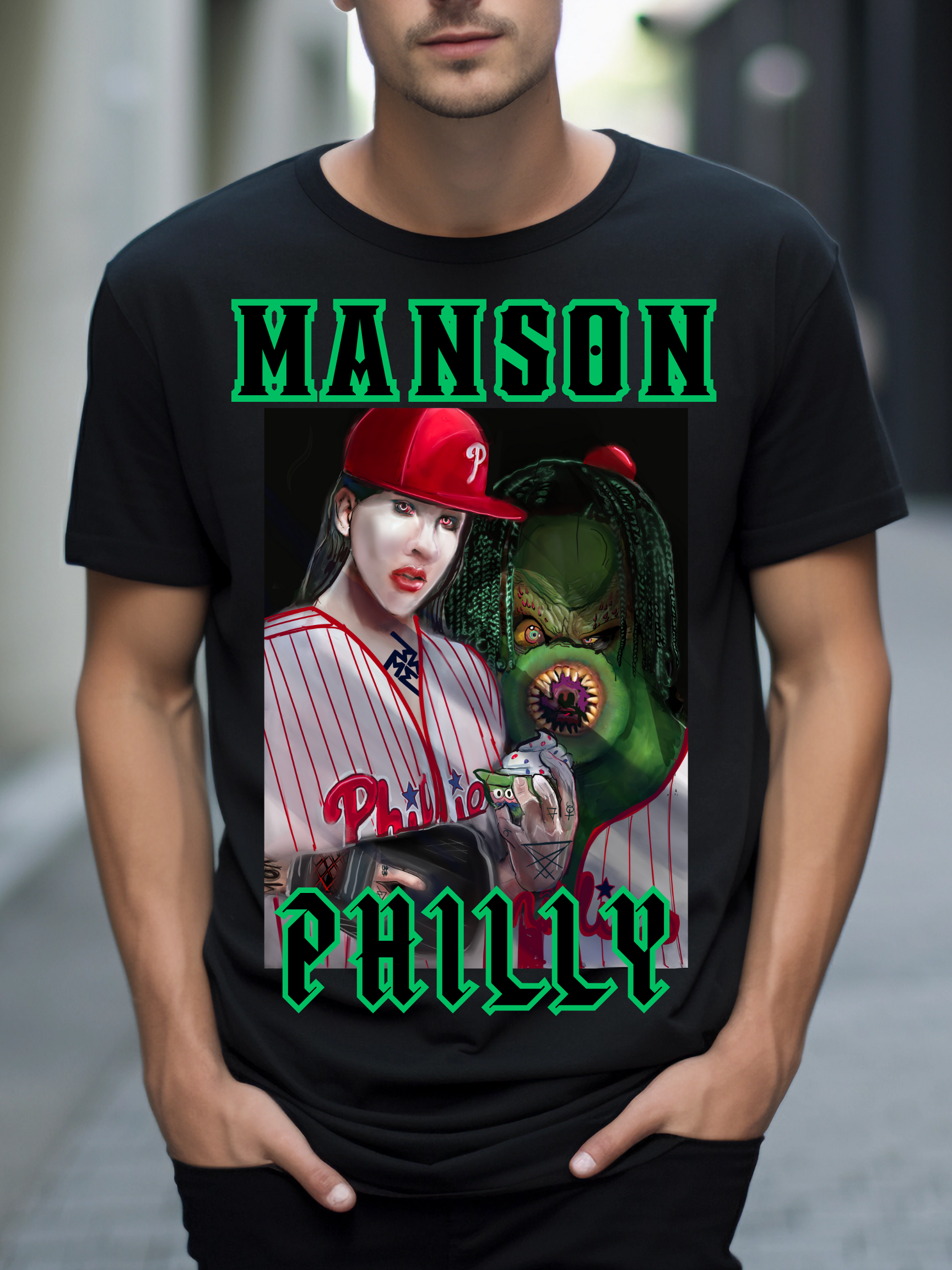 "Manson Philly" Gothic Streetwear Tee – Edgy Fan Art Shirt